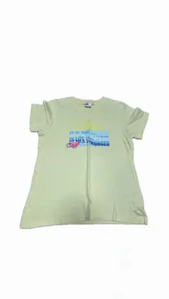 薄い黄色 半袖Tシャツ カラフルプリント