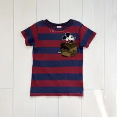 DENIM DUNGAREE◆ミッキー コラボ ボーダー 半袖Tシャツ 美品