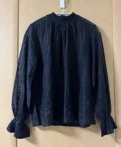 【美品】レース　ブラウス　ブラック