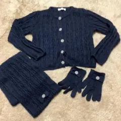 タルティーヌエショコラ 女児 カーディガン スヌード 手袋 140cm 3点