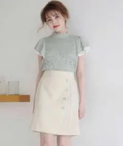 MAJESTIC LEGON★ダブルラップスカート☆ベージュ柄★M☆チェック