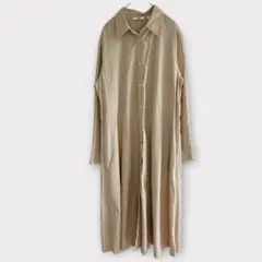 美品❣️UNIQLO 【L】ベージュ 長袖　シャツワンピース　羽織り　レディース