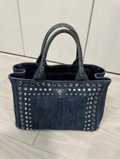 PRADA デニム トートバッグ スタッズ付き