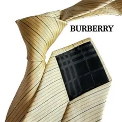 BURBERRY バーバリー　黄色ベージュ　青　金　スーツ　ストライプ ネクタイのサムネイル