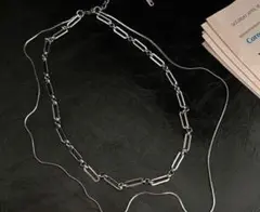 q56☆新品☆男女兼用☆ダブルチェーン ネックレス☆お洒落☆人気107