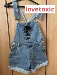 lovetoxic M 140 150 オーバーオール ショートパンツ デニム