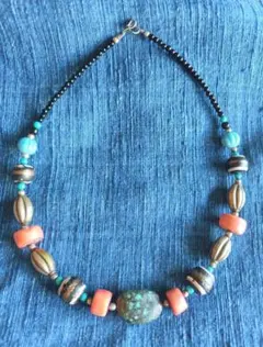 天然石ととんぼ玉　大ぶりネックレス