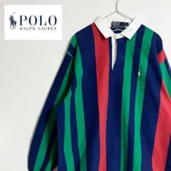 レア　90s〜2000s Ralph Lauren ストライプ　長袖ポロシャツ