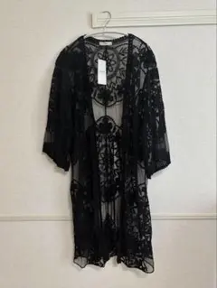 【新品】レースカーディガン ロング カーディガン 黒 ブラック 水着 羽織り