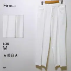 Firosa ホワイトチェック柄スラックスパンツ 通勤 オフィス カジュアル 白