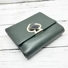 Kate spade ケイトスペード 2つ折り財布 ダークグリーン レザー