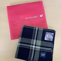 GAP ネイビーとグリーンのチェックハンカチ