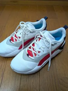 PUMAプーマメンズゴルフシューズ ホワイト/レッド/ネイビー　25.5センチ