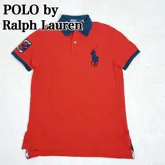 ポロバイラルフローレン ビックポニー 刺繍 鹿の子 チェック ポロシャツ レッド