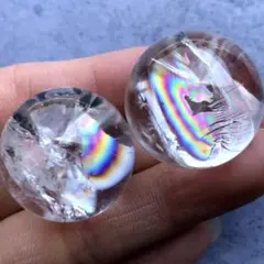 大きめ！虹入り！3個セット】天然石 アイリスクォーツ 水晶 丸玉60