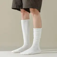 [メンズ靴下] ms2407 2足組 秋冬 無地 ハイソックス　リブ編み 厚手