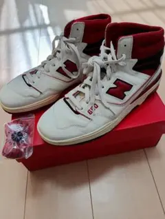 エメレオンドレ×ニューバランス650スニーカーホワイト×レッド28.5