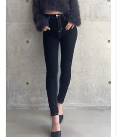 GYDAブラック スキニーデニム ハイウエスト