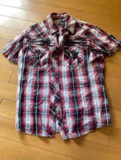 半袖 シャツ M チェック柄 チェックシャツ　綿100%