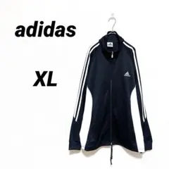 希少 XL 00s アディダス トラックジャケット 黒×白 パフォーマンスロゴ