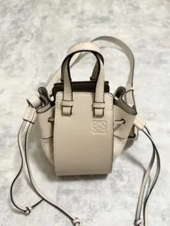 LOEWE ミニ ハンモック バッグ レザー&リネン