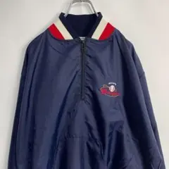 ハーフジップ　ナイロンプルオーバー　ジャケット　刺繍　ビックサイズ　XL