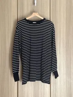 GU 3XL大きいサイズ ライトスウェットオーバーサイズ長袖Tシャツ ネイビー