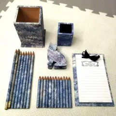 ITALY　鉛筆立て　鉛筆8本　ミニ鉛筆立て　色鉛筆12色　メモ帳　猫クリップ