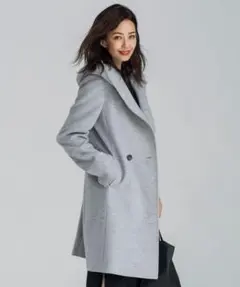 23区 S ウールアンゴラビーバーフーデットコート グレー　30 小さいサイズ