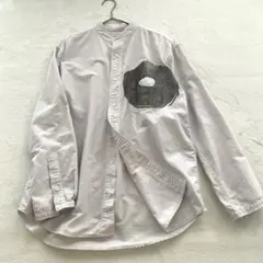 FACTOTUM プリントコットンシャツ　バンドカラー　切りっぱなし　日本製