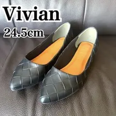 VIVIAN レディース パンプス バレエシューズ 黒 24.5cm 美品