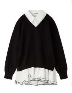 リリーブラウン　Lily Brown シャツドッキングフリルミニワンピース