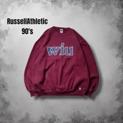 90s USA製ラッセルアスレチック 前Vカレッジロゴ ヴィンテージスウェット