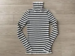 NATURAL BEAUTY BASIC タートルネック セーター ボーダー M