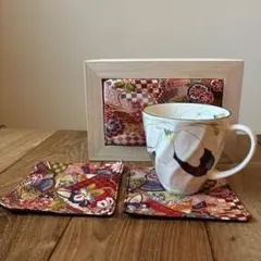 &藍 花ものがたり マグカップ 未使用 ちりめん箱入り コースター付き