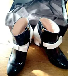 Gucciリボンディテールブーツ 黒/白　ヴィンテージ サイズ23.5cm廃盤