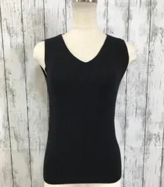 GU ジーユー　リブニット タンクトップ　ノースリーブ サイズM ブラック