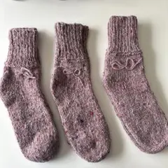 暖かい✩毛糸の手編み靴下3足セット