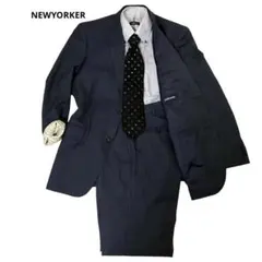 ニューヨーカー　ダークネイビー ストライプ ビジネススーツ　AB7 大きいサイズ