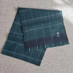 【未使用】ウール100％　マフラー　グリーン・チェック柄　薄手