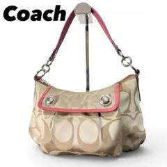 COACH ワンショルダーバッグ POPPY　ピンク キャンバス　レザー