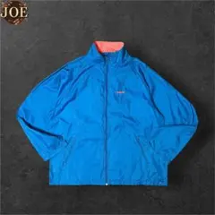 90sReebokナイロンジャケットXL青バックロゴ 刺繍ビッグシルエット古着