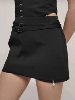 josemoon グリッドミニスカート グレー