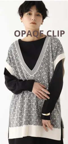 【新品】OPAQE.CLIP ジャガードニットモチーフベスト総柄　ゆったり