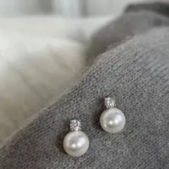 上品 パール風 ビジュー ピアス 10mm シルバー×ホワイト 大粒 結婚式 白