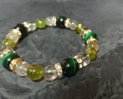 再販ポジティブで、金運アップのグリーンタイガーアイ、ペリドット、ルチルクォーツ