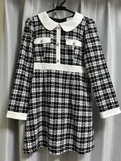 evelyn エブリン ツイード 長袖 ワンピース