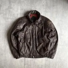 【90s vintage】フライトジャケット　レザーブルゾン　本革　短丈　古着