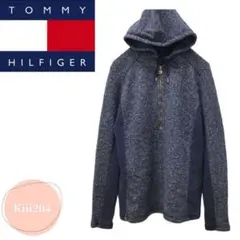 TOMMY HILFIGER ハーフジップパーカー ネイビー フード