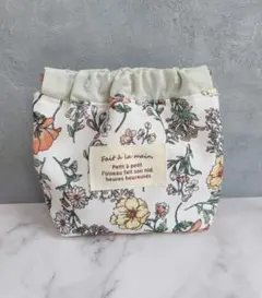 ハンドメイド✩.*˚ バネ口ポーチ 【オレンジフラワー】ミニポーチ